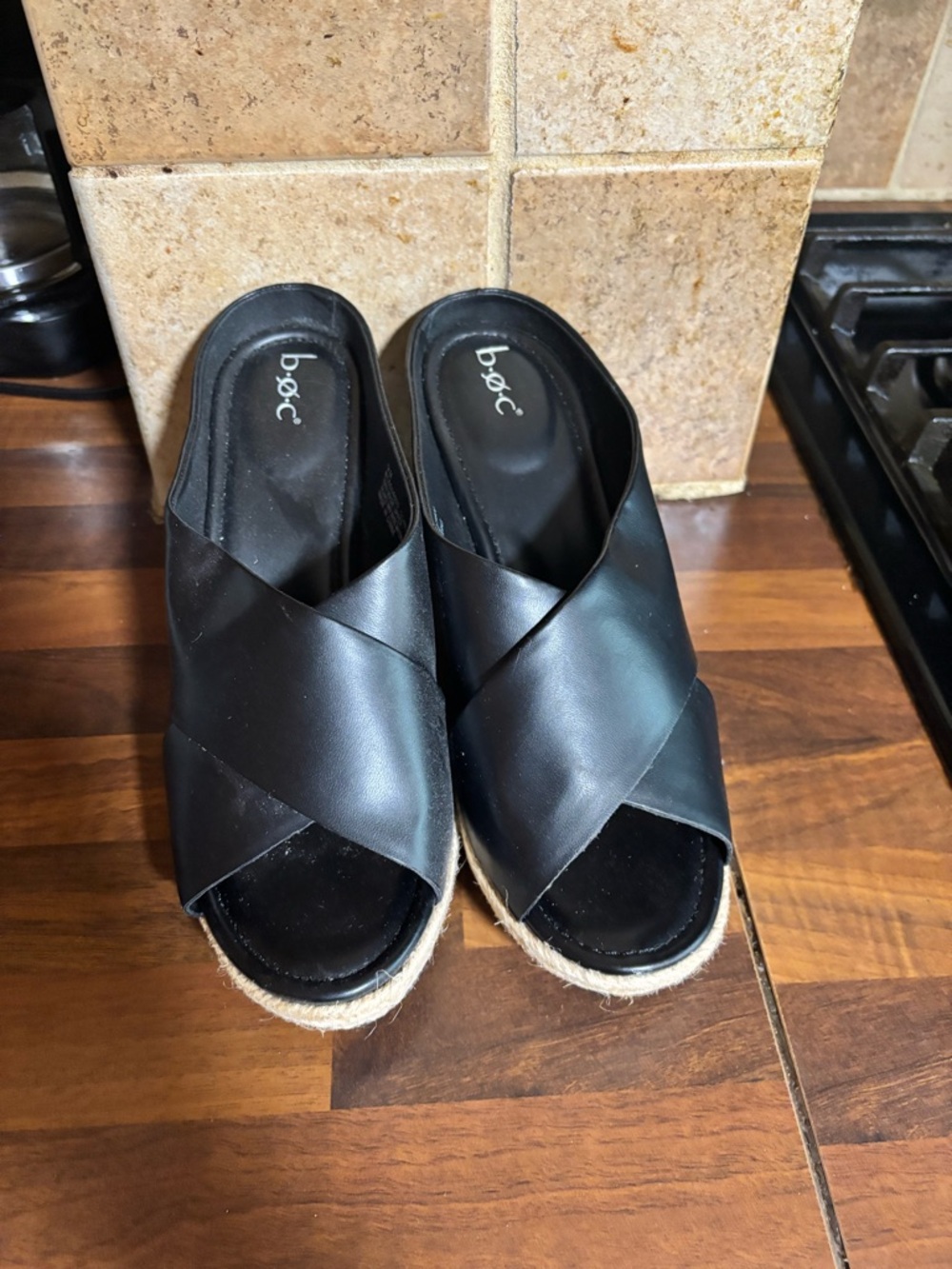 b.o.c. Black Crisscross Espadrille Mule